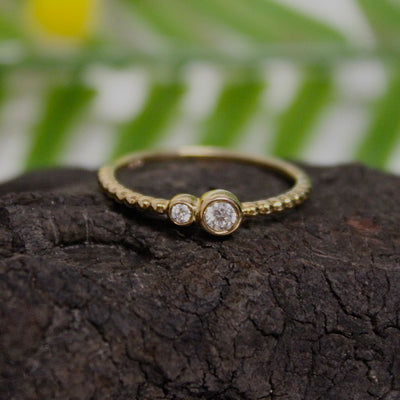 9ct Yellow Gold Diamond Bezel Bubble Band Ring