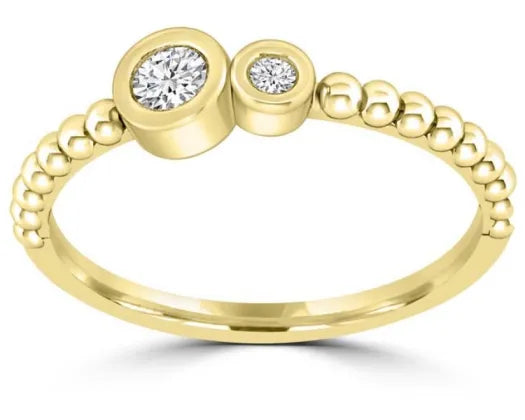 9ct Yellow Gold Diamond Bezel Bubble Band Ring