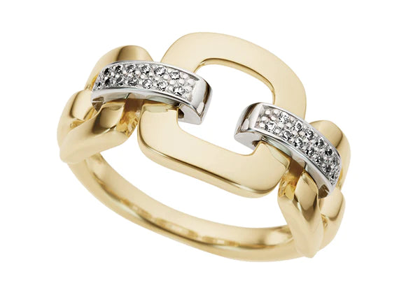 18ct Yellow/White Gold Tripple Link Diamond Ring