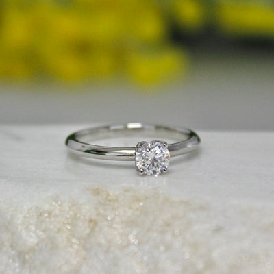 14ct White Gold Lab Diamond RBC Solitaire Ring