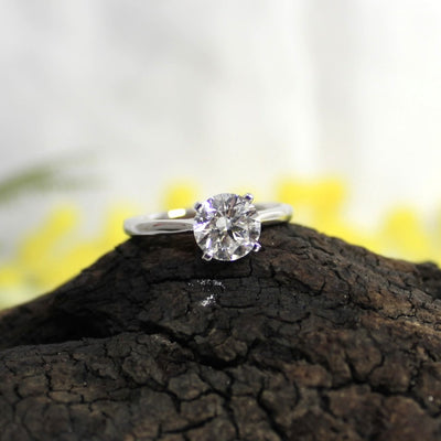 18ct White Gold Lab Grown Diamond 1.5ct RBC 4 Claw Solitaire