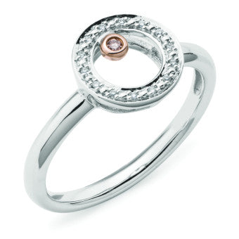 9ct White/Rose Gold Open Diamond & Pink Diamond Ring