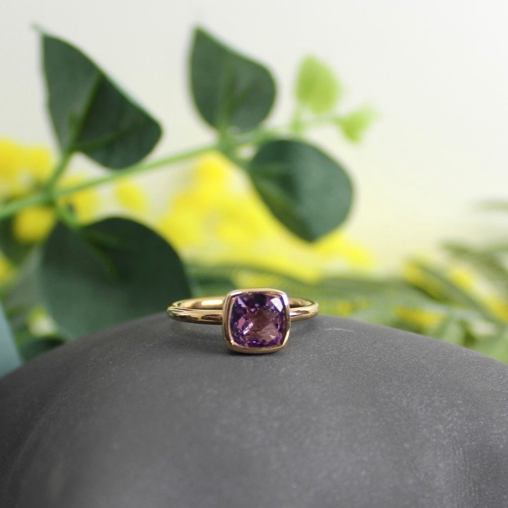 9ct Rose Gold Cushion Pink Amethyst Ring