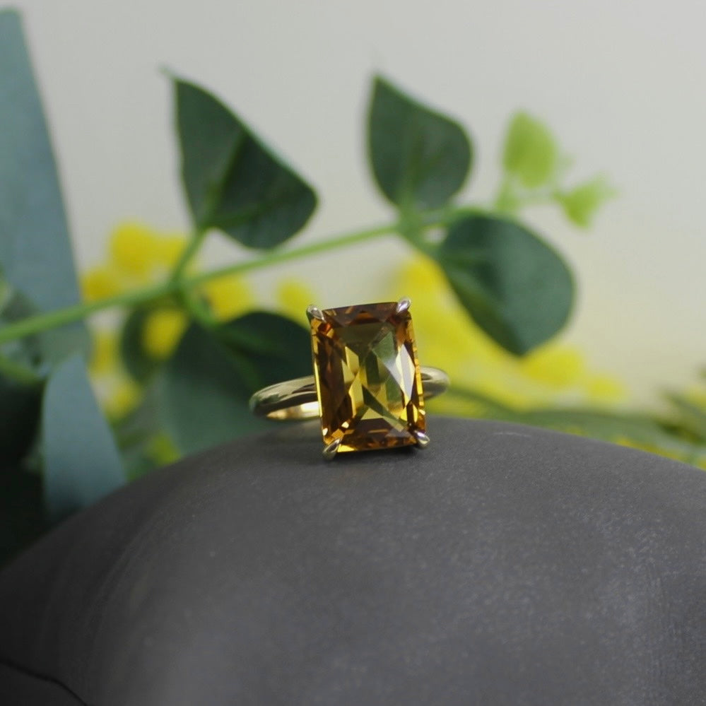 9ct Yellow Gold Octagonal Citrine Ring