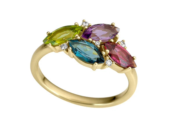 Marquise Multi Colour & Diamond Ring