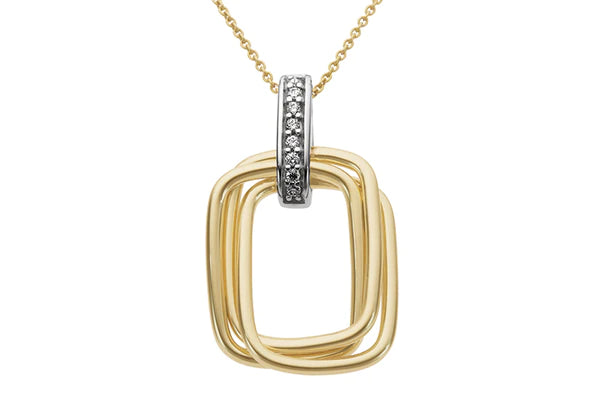 9ct Yellow/White Gold Triple Link Diamond Pendant