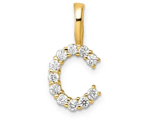 9ct Yellow Gold Lab Grown Diamond INITIAL "C" Pendant