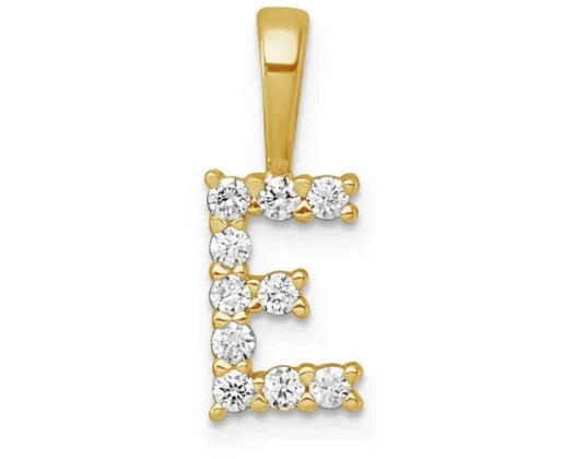 9ct Yellow Gold Lab Grown Diamond INITIAL "E" Pendant