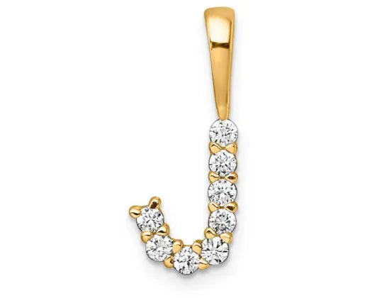 9ct Yellow Gold Lab Grown Diamond INITIAL "J" Pendant