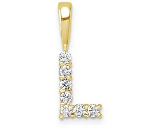 9ct Yellow Gold Lab Grown Diamond INITIAL "L" Pendant