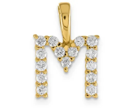 9ct Yellow Gold Lab Grown Diamond INITIAL "M" Pendant