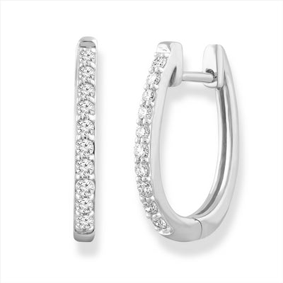 9ct White Gold Diamond Huggies