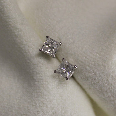 9ct White Gold 0.25ct Princess Cut Diamond Studs