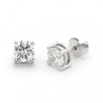 9ct White Gold 4 Claw Diamond Studs