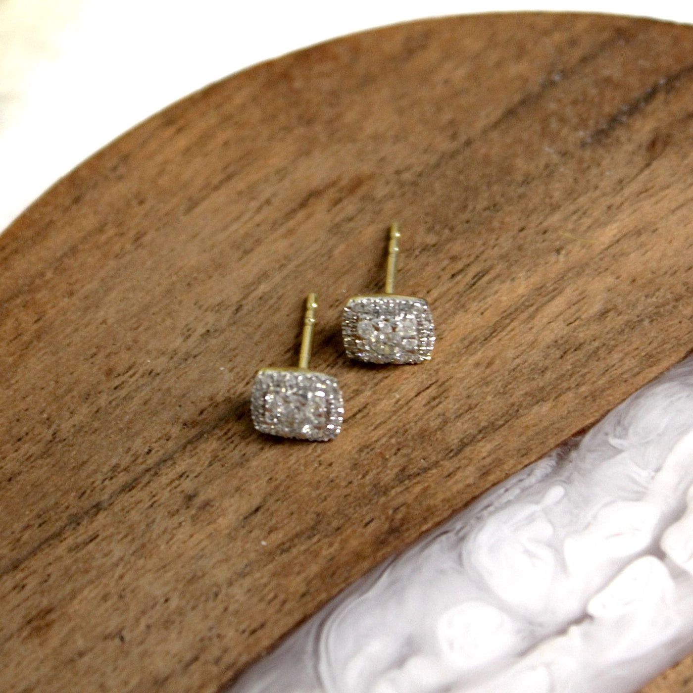 9ct Yellow Gold Diamond Stud Earrings