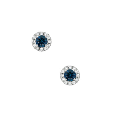 Clarissa Australian Blue Sapphire and Diamond Halo Studs