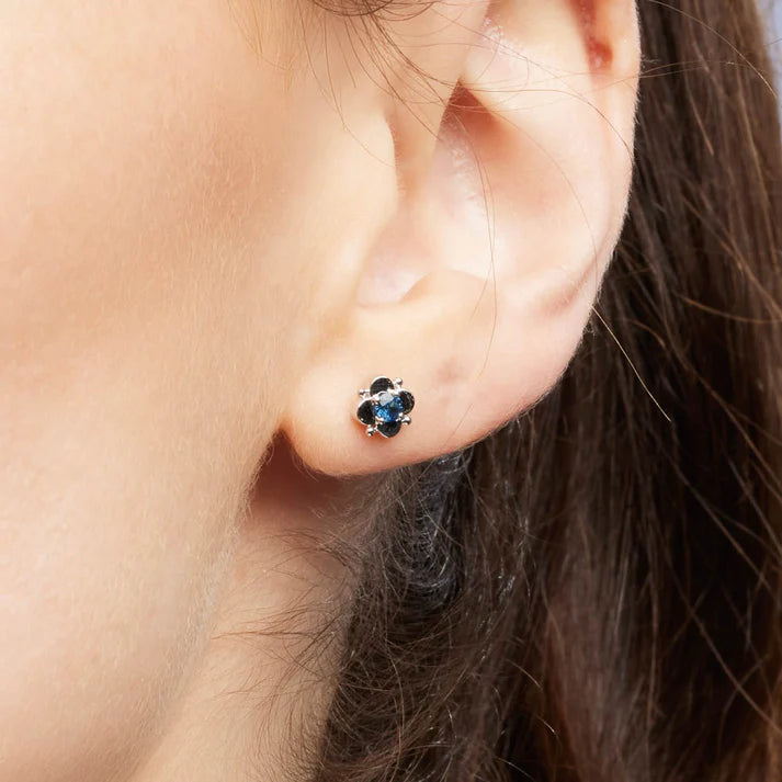 Misty Australian Teal Sapphire Studs