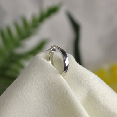 9ct White Gold Hollow Rectangle Tube Hoops