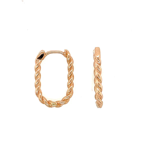 9ct Rose Gold Oblong Twist Huggies