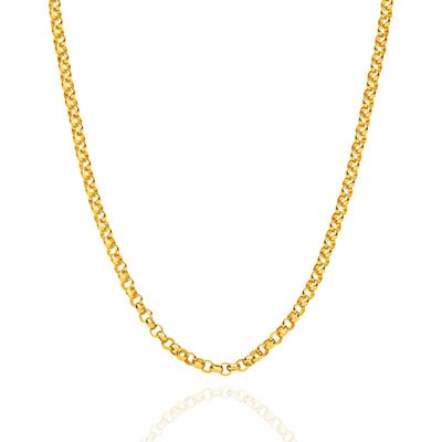 9ct Yellow Gold Italian Made 3.34mm Belcher Chain