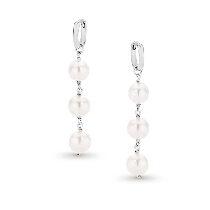 Ikecho Silver Freshwater Floating Moon Drop Earrings