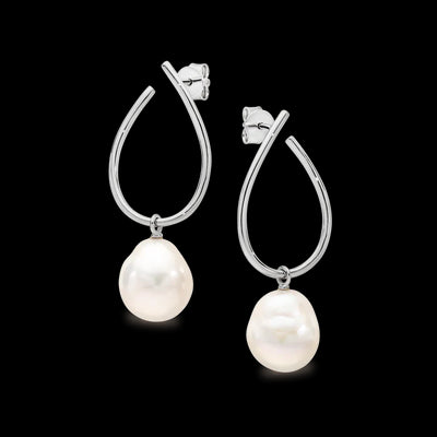 Ikecho Silver Freshwater Edison U Shape Pearl Earrings