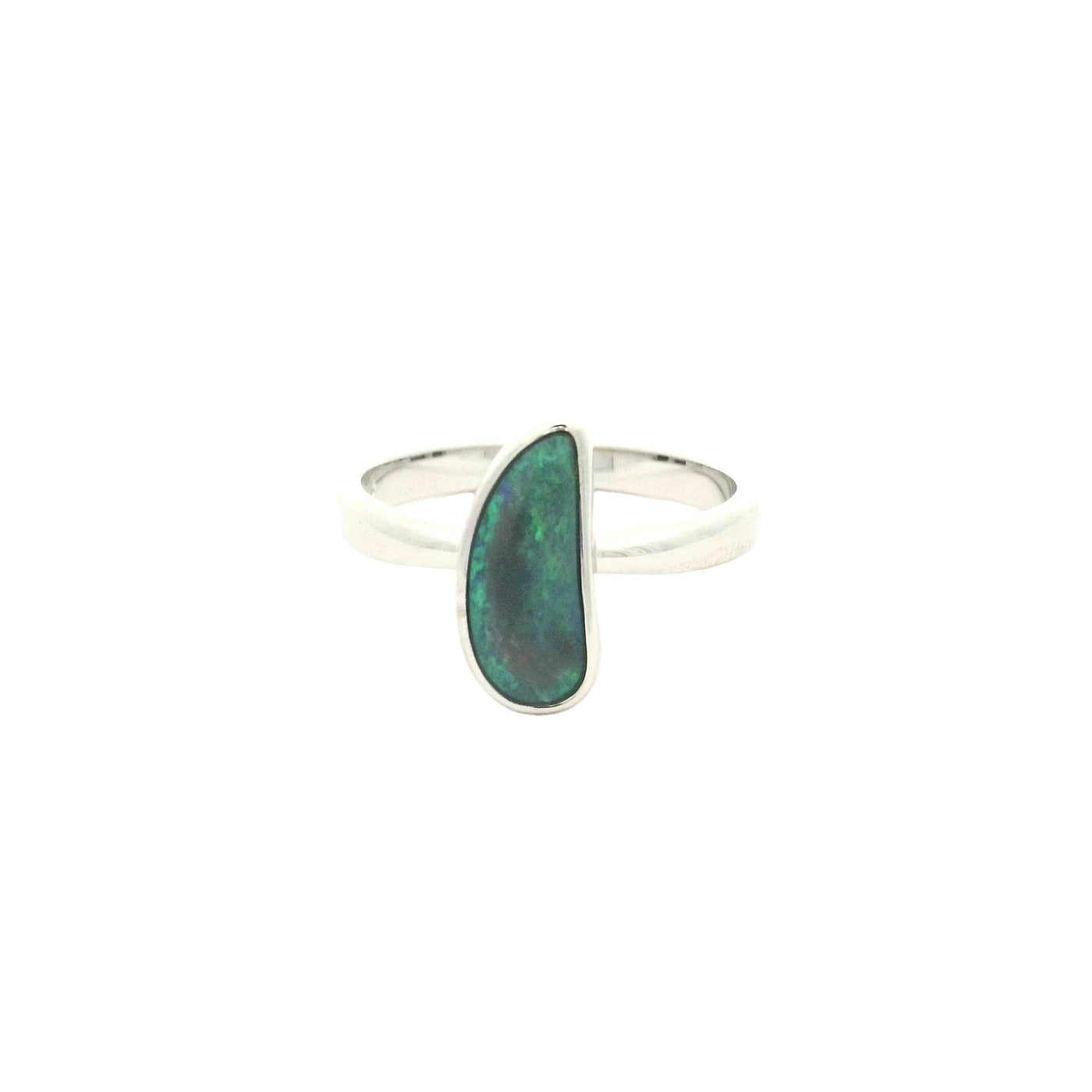 Sterling Silver Solid Black Opal Lighting Ridge Ring