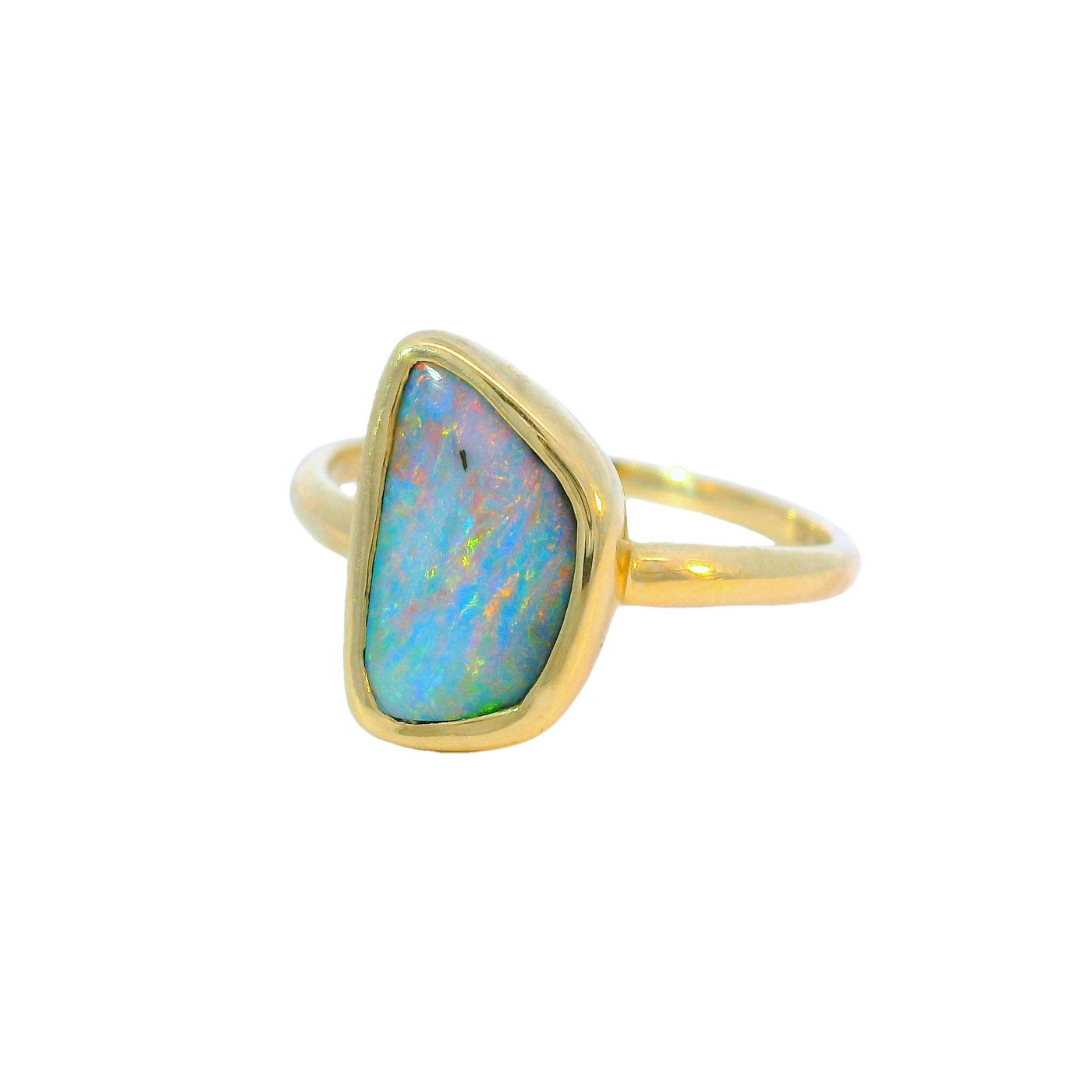 9ct Yellow Gold Solid Boulder Opal Ring