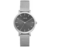 Jag Watch Olivia Black Face/Silver Dial 36mm Silver Mesh Strap