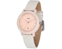 Jag Watch Bronte Pink Face/Silver White Dial 39.5mm White Vegan Strap