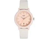 Jag Watch Bronte Pink Face/Silver White Dial 39.5mm White Vegan Strap