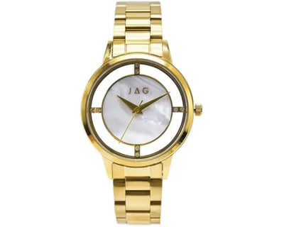 JAG Shelley White MOP Dial 36mm Gold Bracelet Ladies Watch