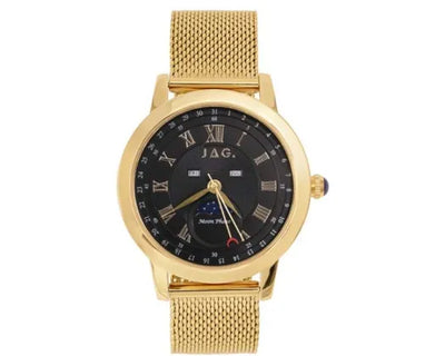 Jag Mosman Black Dial Gold Case 42mm Gold Mesh