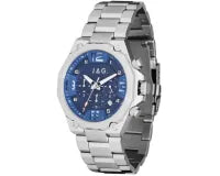 Jag Watch Baxter Blue Face/White Dial 46mm Stainless Steel Band