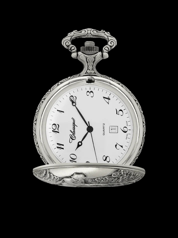 Classique Fisherman Swiss Quartz Pocket Watch with Curb Chain