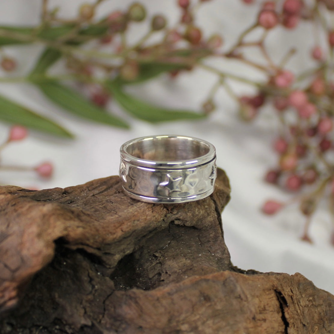 Sterling Silver Meditation Ring, Calming Ring, Anti Anxiety, Spinner Ring