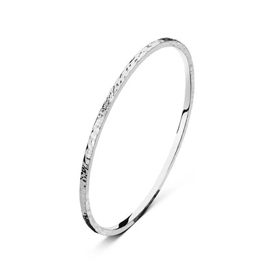Sterling Silver 3mm Hammered Bangle