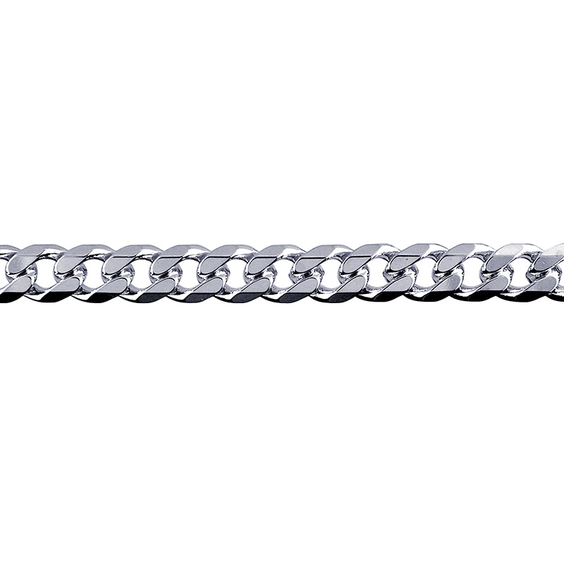 Sterling Silver Bevelled Curb Diamond Cut Bracelet