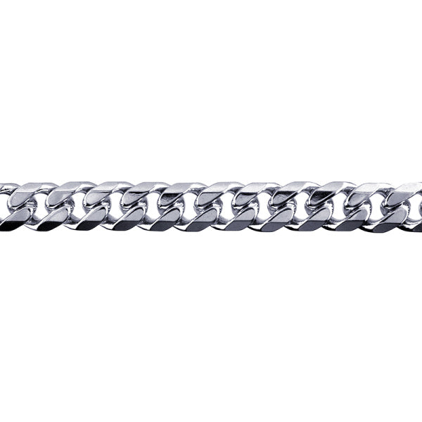 Sterling Silver Bevelled Curb Diamond Cut Bracelet