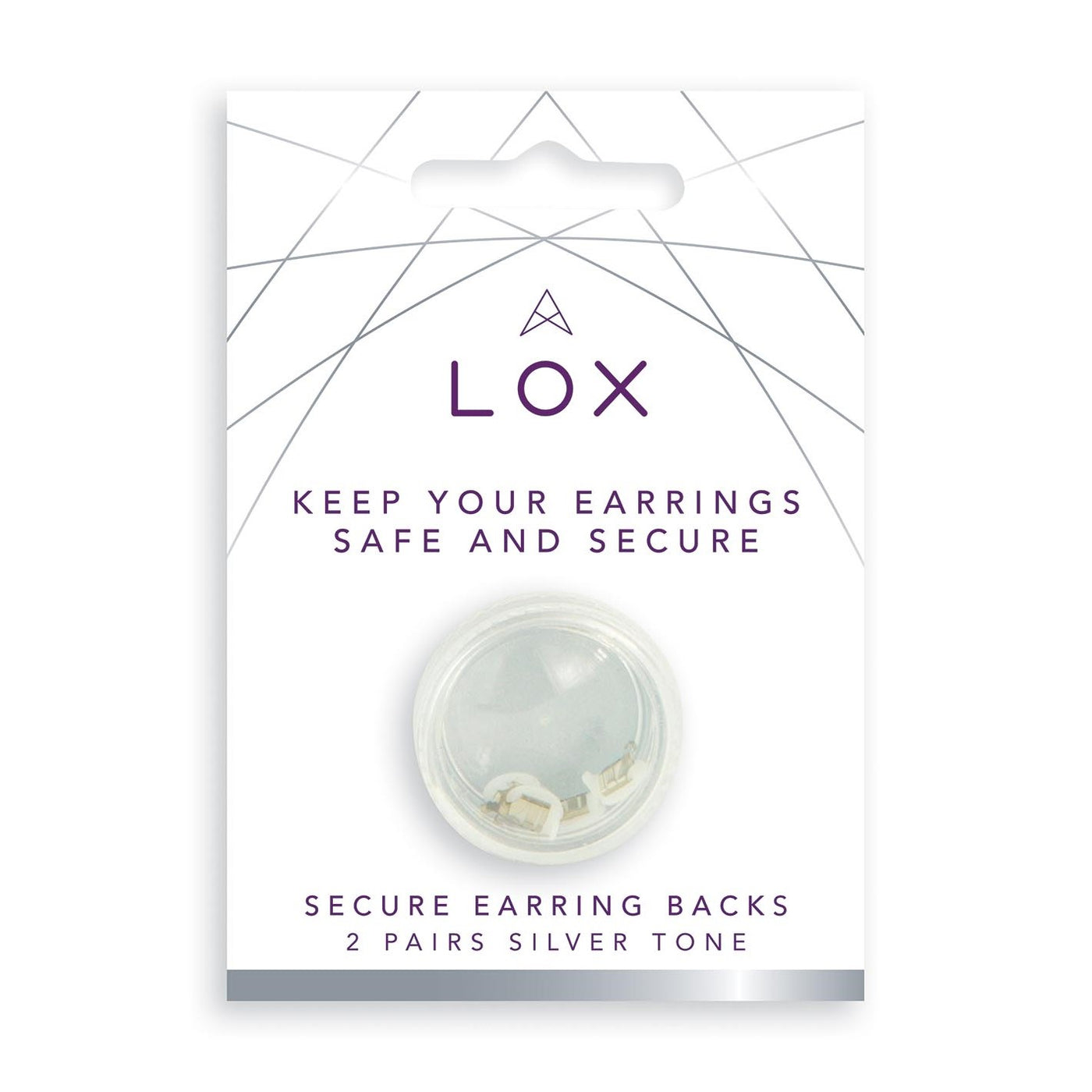 Lox Secure Locking Earring Backs - 2 Pairs Silver