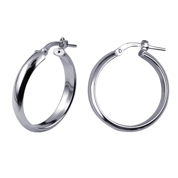 Sterling Silver Italian Made 20x4mm Half Round Earring Hoops