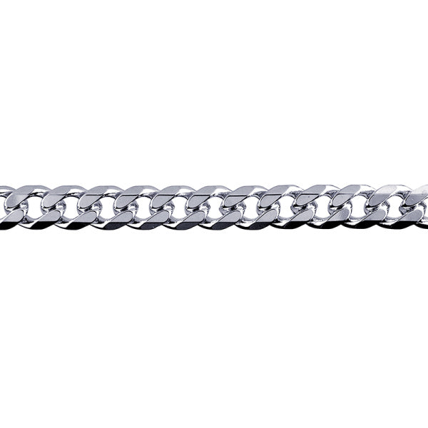 Sterling Silver 6.8mm Solid Bevelled Diamond Cut Curb Link Chain