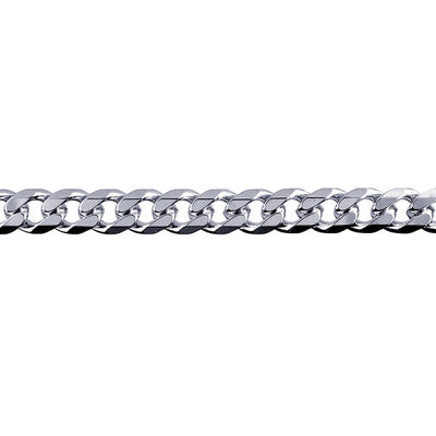 Sterling Silver 6.8mm Solid Bevelled Diamond Cut Curb Link Chain