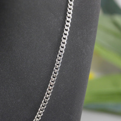 Sterling Silver 2.9mm Diamond Cut Curb Link Chain Necklace