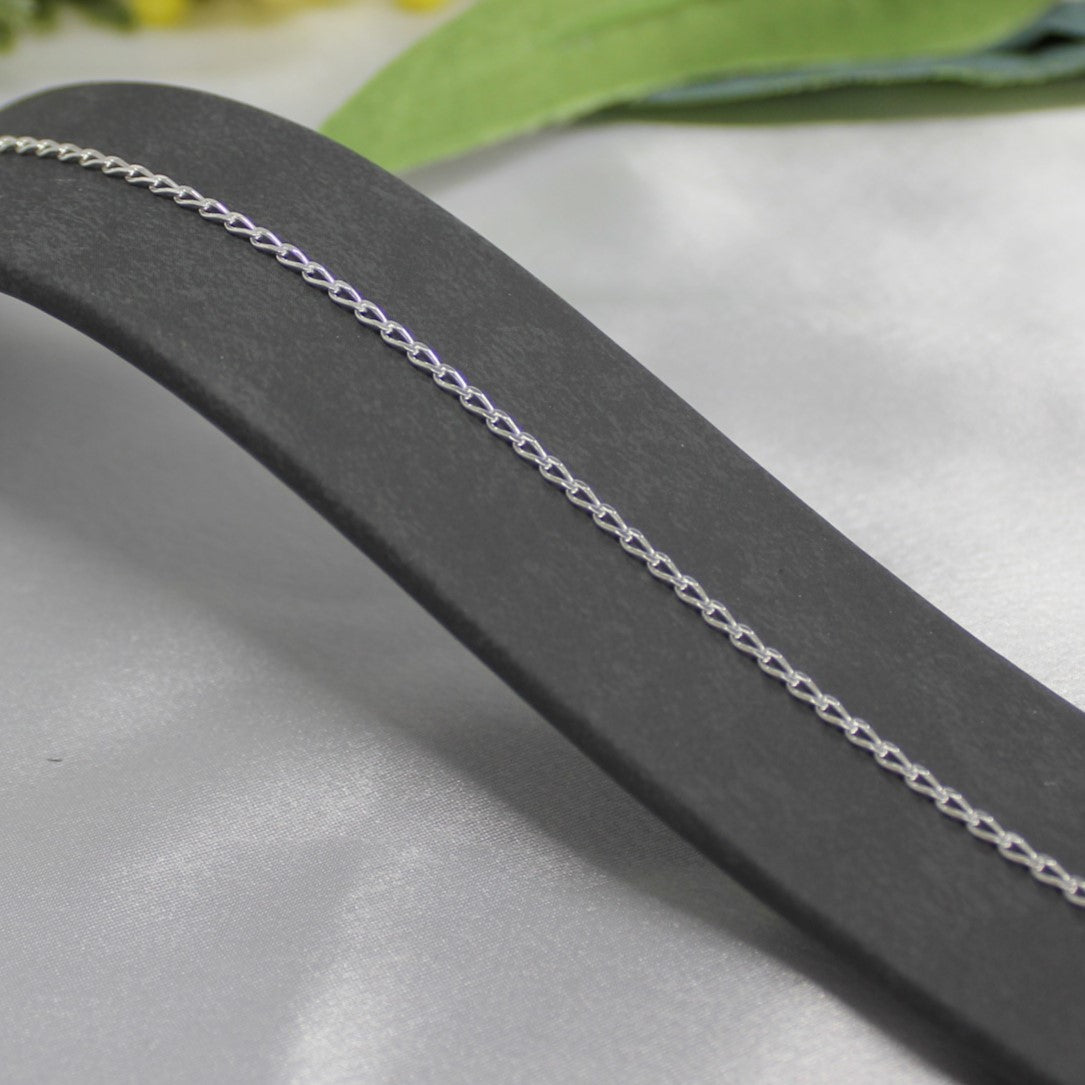 Sterling Silver 2mm Long Curb Chain Anklet