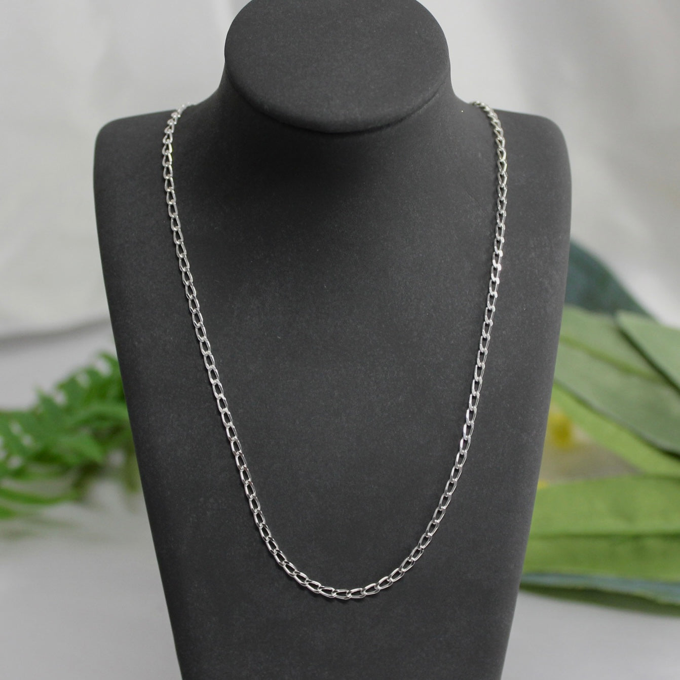 Sterling Silver 2mm Long Curb Chain Necklace