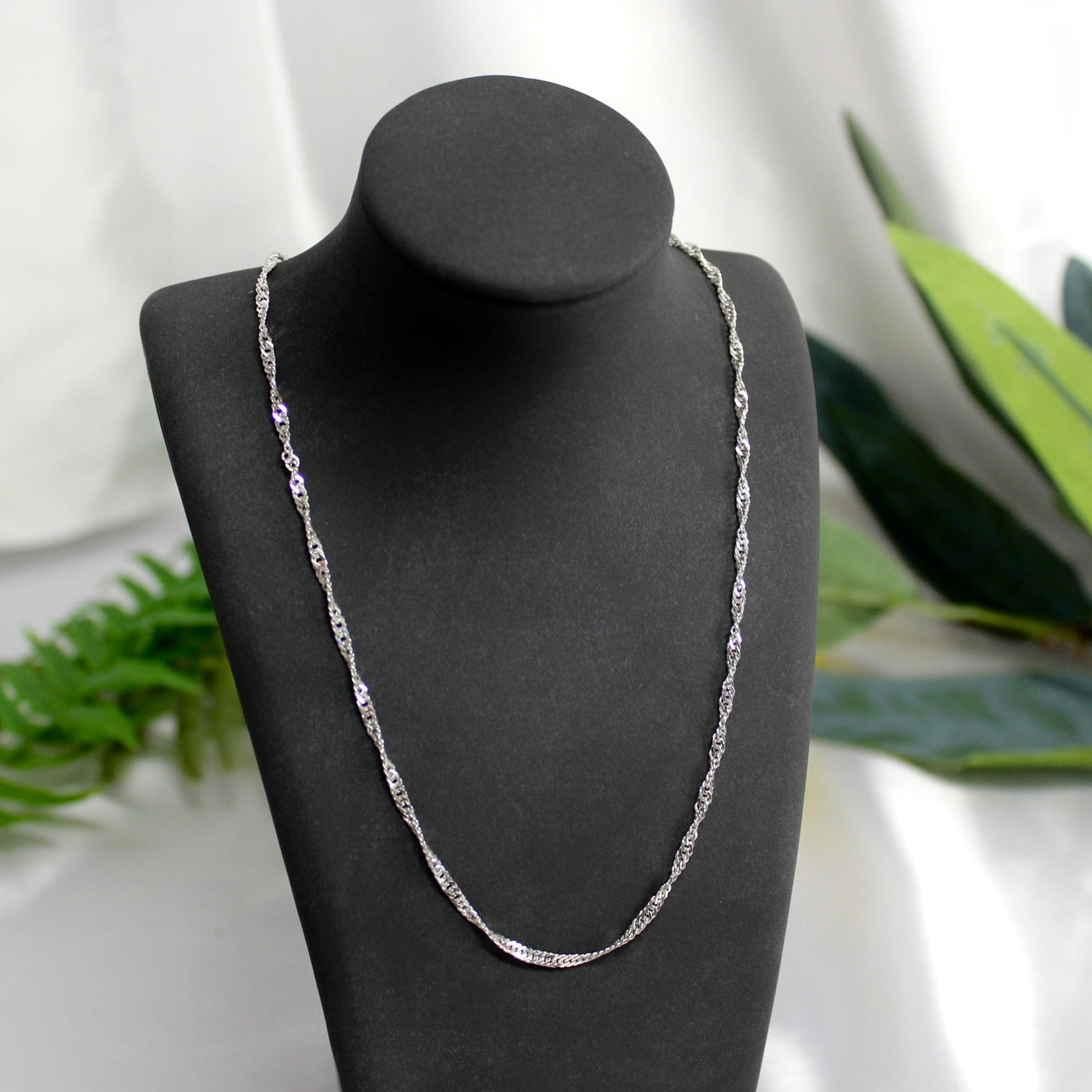 Sterling Silver 2mm Singapore Link Necklace