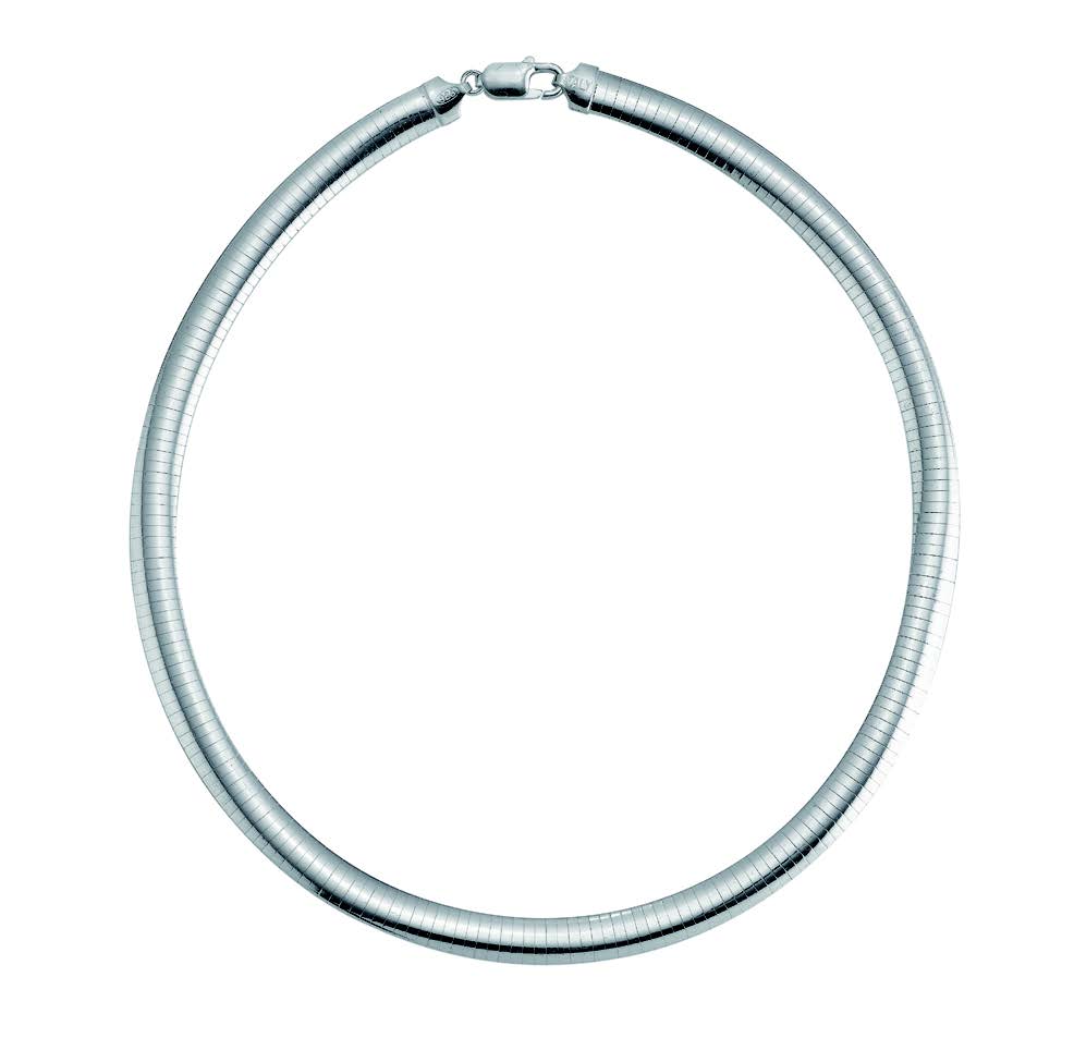 Sterling Silver 4mm Omega 1/2 Round Necklace