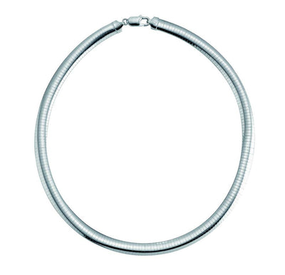 Sterling Silver 4mm Omega 1/2 Round Necklace