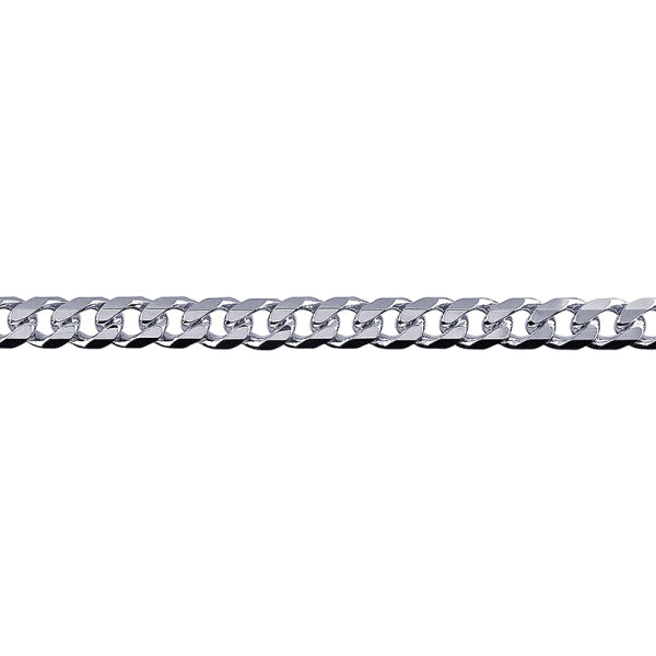 Sterling Silver 5.1mm Solid Bevelled Diamond Cut Curb Link Chain